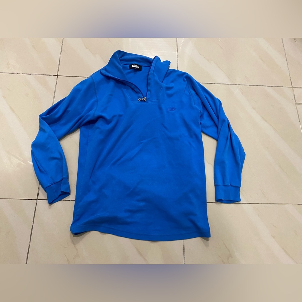 Killy Quarter 1/4 Zip Grid Fleece Blue Running Shirt Pullover Men’s L.